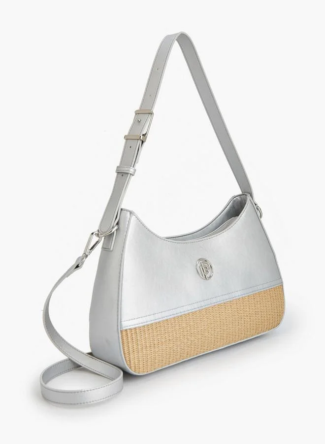 Peppermint SILVER Textured Shoulder Bag With Zip Closure for Women | Best Price UAE